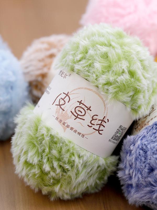 Hand Knitted Fur Yarn Long Hair Hat Scarf DIY Wool Yarn Simulation Fur Crt Material Autumn Faion Accories