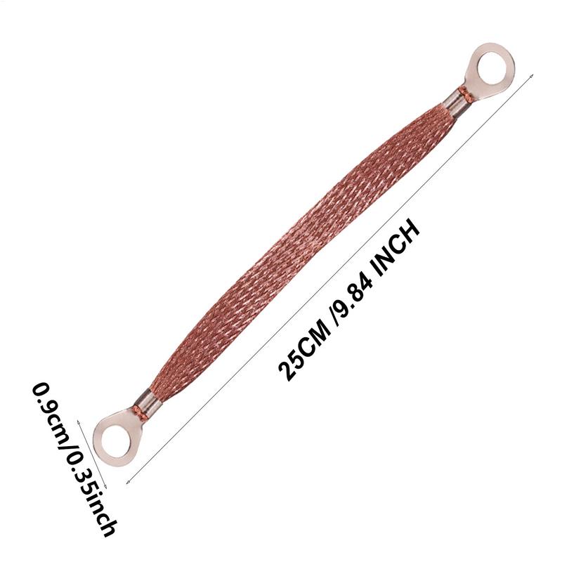Engine Braided Ground/Bonding Strap Cable Strip Protector Flexible Flat Braided Copper Ground Strap With Ring for Most Cars