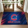 Crystal Velvet Square Rug Custom NameChicago Cubs Pattern Non Slip Home Floor Decor Rug