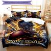 3PC Custom Name "Powerful Football Helmet Artwork" Bedding Set Printed Bedding Set Duvet Cover Closure Includes 1 Duvet Cover & 2 Pillowcases for All 