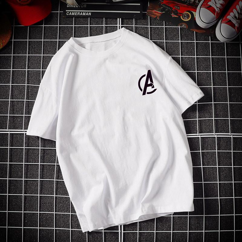 Pure Cotton Childrens Tshirt with Letter A Printed Pure Cotton Round Neck Parentchild Outfit Korean Version Tshirt