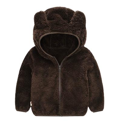 Boys and Girls Hoodie Jacket Ear Jacket Autumn and Winter Simple Solid Color Children's Fur Coat