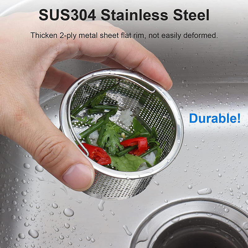 1PC/2PCS Stainless Steel Kitchen Sink Strainer with Handle Sink Vegetable Garbage Residue Strainer Basket
