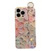 Oil Painting Flower Wrist Strap Diamond Phone Case For Iphone 16 15 Pro Max