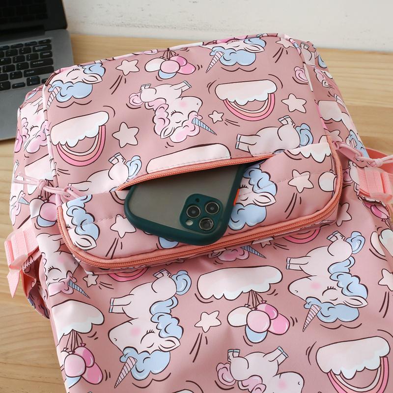 Cartoon Three-Piece Backpack Set Student Printed Schoolbag Women's Large Capacity Lightweight Backpack