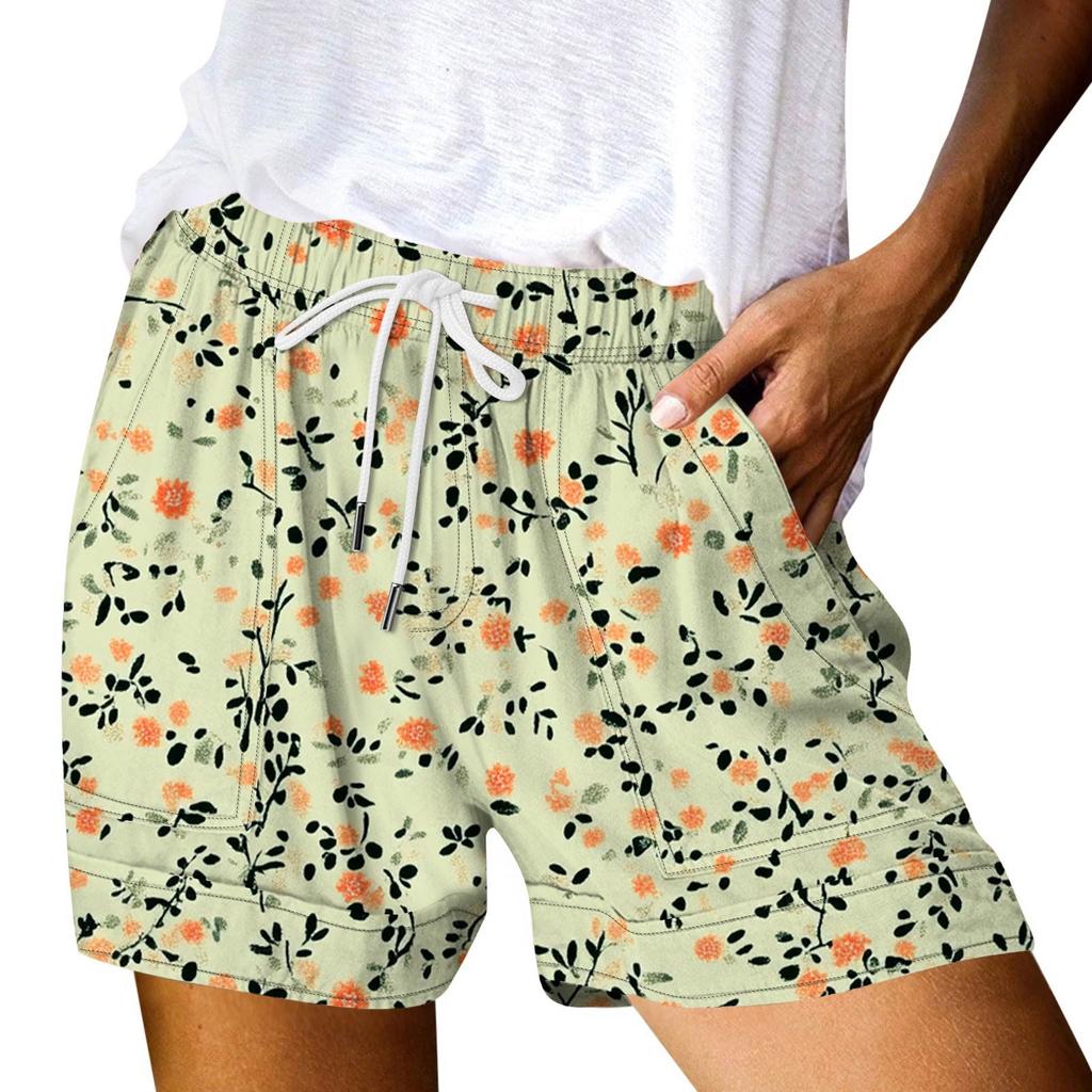 Damen Casual Sommer Elastische Strandshorts Print Casual Shorts
