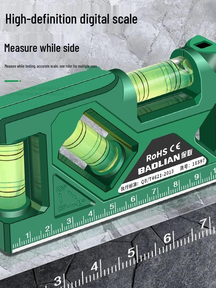 Magnetic High-Precision Drop-Proof Spirit Level Protractor with Mini Ruler
