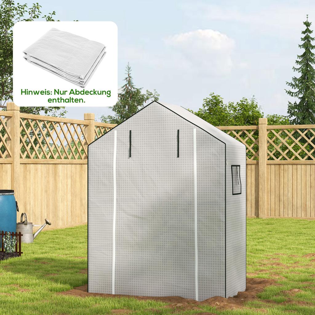 Greenhouse Cover Replacement Walk-in PE Hot House Cover with Roll-up Door and Windows, 140 x 73 x 190cm, White