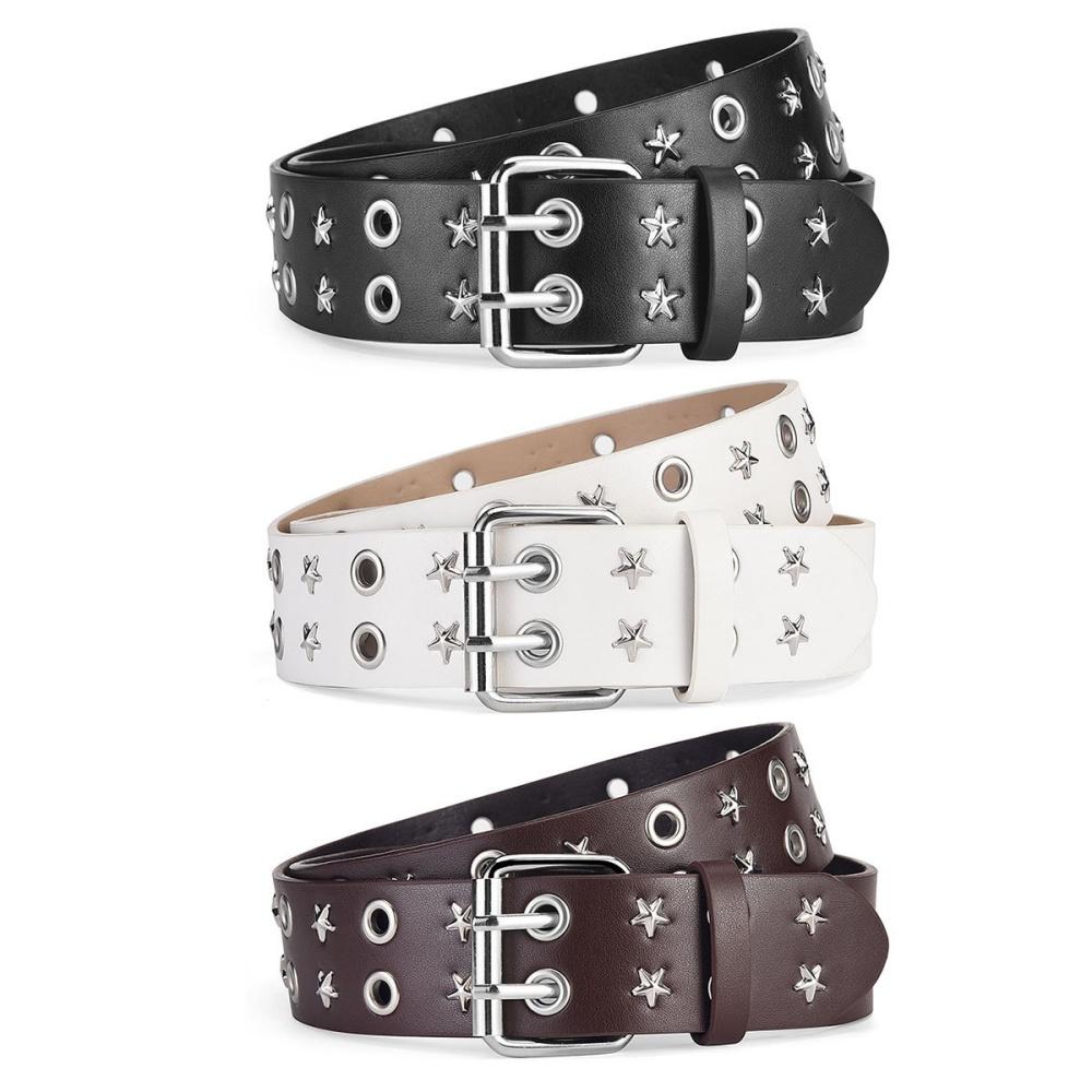 Star Rivet Belt  Punk Belt Pu Leather Belt Stylish For Party Dress Daily Wear