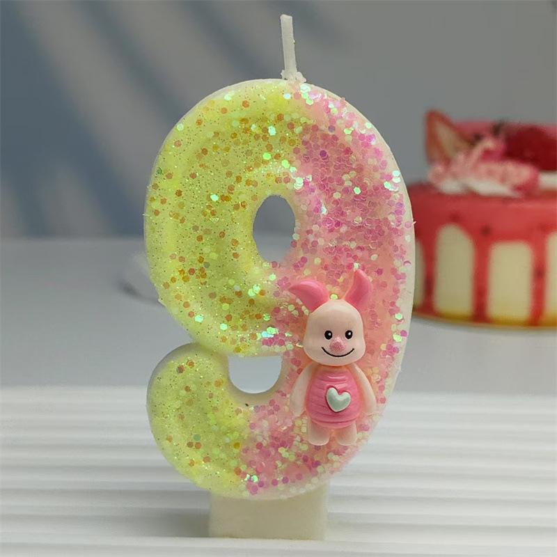 

Cute and Cute Cartoon Piglet Digital Candle Birthday Cake Party Atmosphere Decoration Decoration with Various Specifications Number 9