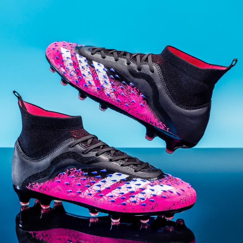 Football Shoes High Top Male Adult Student Ag Spikes Female Children Artificial Grass Shredded Nails Training Sneakers
