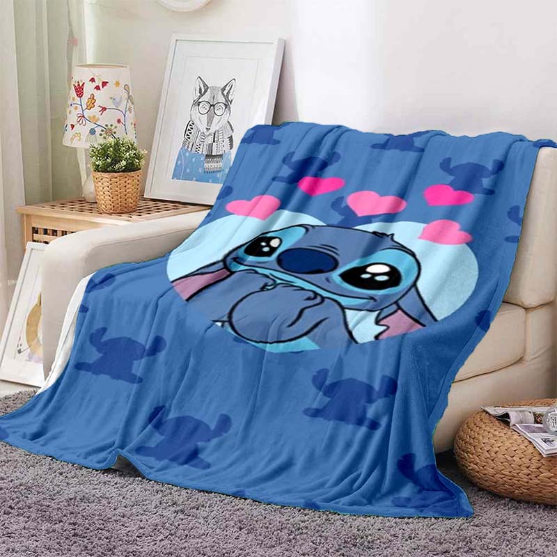 Pătură Drăguță cu Desene Animate Stitch Animație Modă Flanelă Fleece Pufoasă Pătură Aruncată Copii Canapea Călătorie Camping