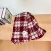 Christmas Red Plaid Retro Scarf for Women Winter Korean Style All Match Scarf To Keep Warm New Year Couple Style Imitation Cashmere Scarf
