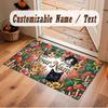 Cat Theme Crystal Velvet Floor Rug Personalized Custom Name Text Warm Carpet Home Decoration