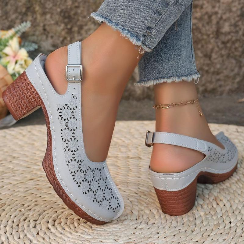 Plus Size Women Chunky High Heel Sandals