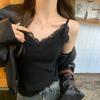 Lace V-Neck Women's Knitted Camisole: 2025 Autumn/Winter Trendy Layered Vest Design.