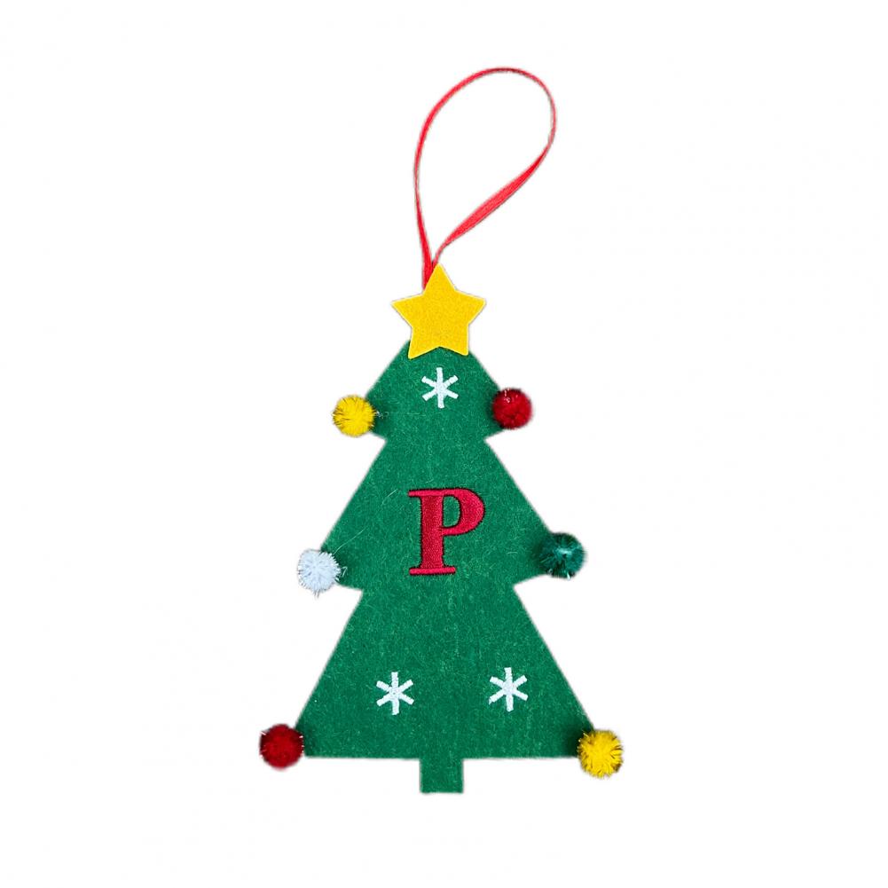 Christmas Tree Pendant Ornament with Lanyard 26 Letter Design Felt Fabric Holiday Xmas Tree Hanging Decoration