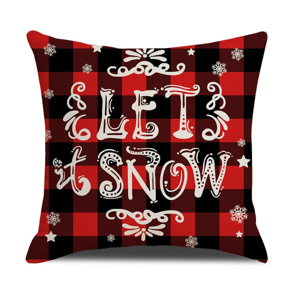 Combined Home New Christmas Pillow Cover Linen Red and Black Plaid Office Cushion