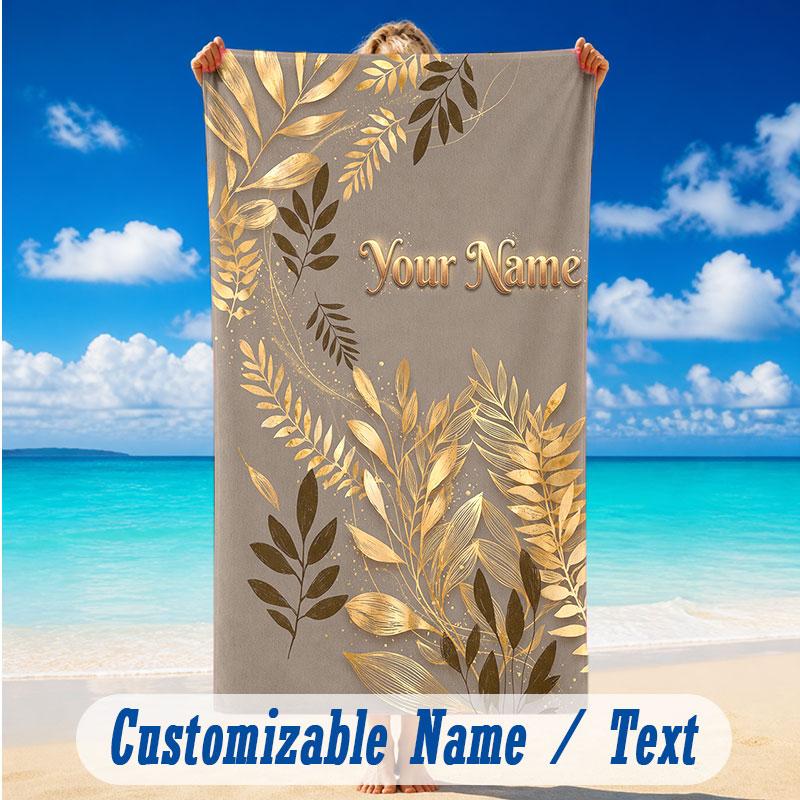 Decorative Artwork Theme Beach Towel Personalized Custom Name & Text Soft Quick Dry Beach Towel for Swimming Travel