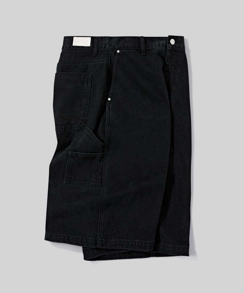 Beodeonteu Dyed Washed Carpenter Cotton Bermuda Shorts [Black]