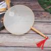 Classical Wooden Handle Round Silk Classical Fan Tassel Handle Fan Gift Decoration(Round wooden handle white silk cloth )