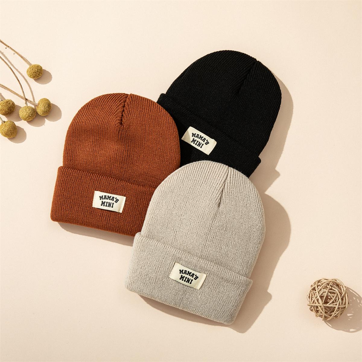 

3pcs/set sales Autumn and Winter Warm 0-24 Month Kids Cap With Letter Boy Girls Soft Knitted Hat Children Head Accessories One Size армія зелений колір