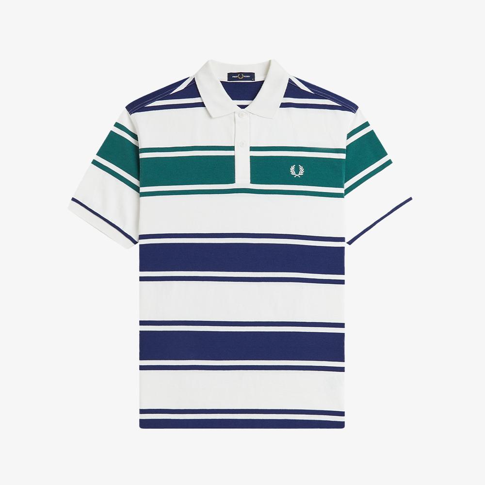 FRED PERRY [Sport] Relaxed Striped Polo Shirt - Snow White Afpm2612466-129