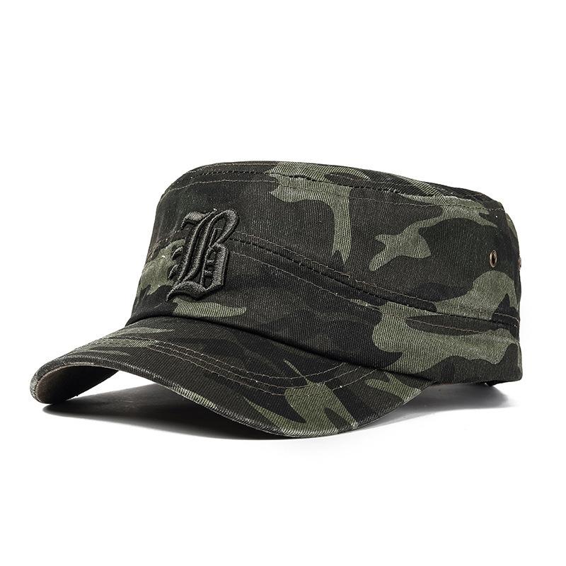 Camouflage Flat Top Hat Men's Outdoor Cotton Sun Hat