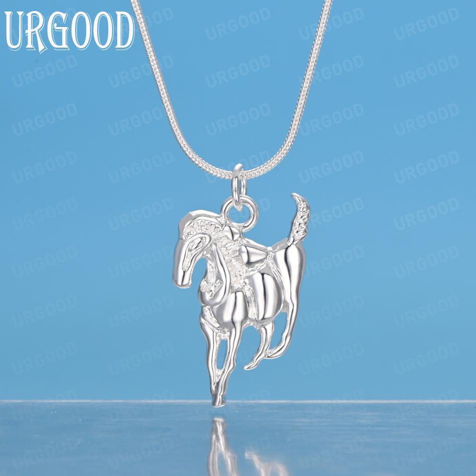925 Sterling Silver Fashion Jewelry Horse Pendant Necklace Wedding Gift