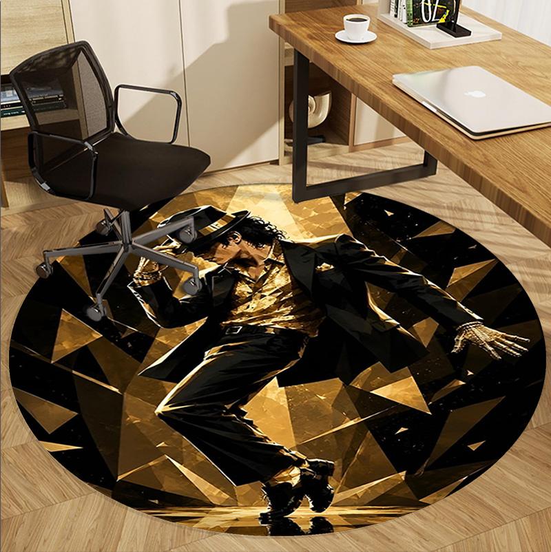 Michael Jackson Pattern Round Rug, Indoor/Outdoor Mat, for Picnic, Gameroom, Bedroom, Office, Living Room, Home Decor Carpet, Birthday Gift