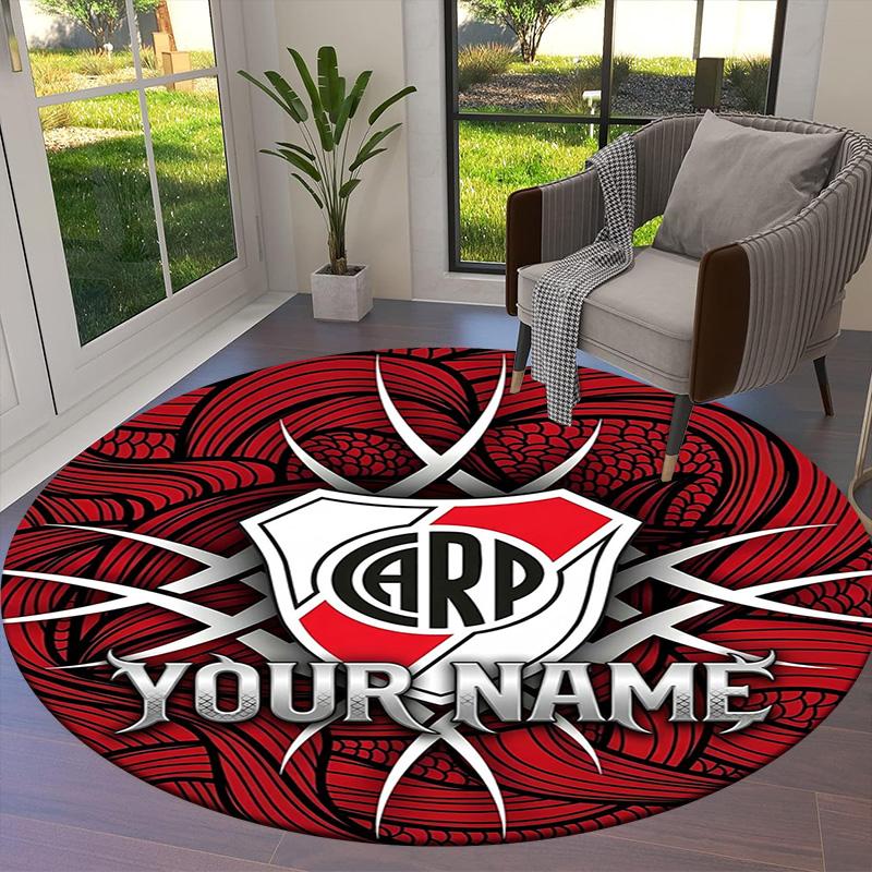 Dragon Crest Custom Name Round Area Rug Carpet Rug For Living Room Bedroom Sofa Playroom Decor Nonslip Floor Mat