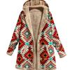 Winter Warm Patchwork Coat Loose Boho Jacket Women Hooded Long Sleeve Outwear Casual Streetwear Fashion Lady Clothes
