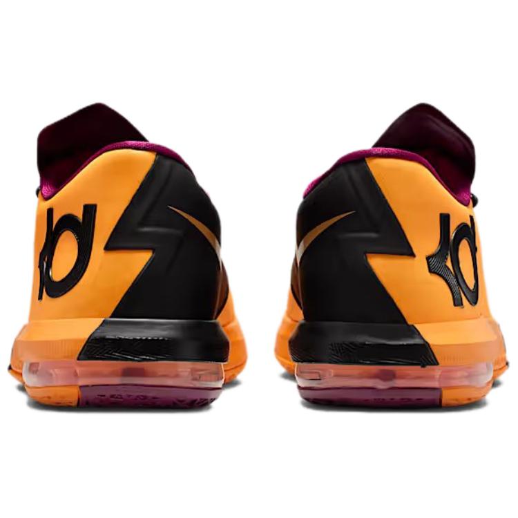 Nike KD 6 Slip Resistant Abrasion Resistant Low Top Basketball Shoes Unisex Yellow Black IB6903-800