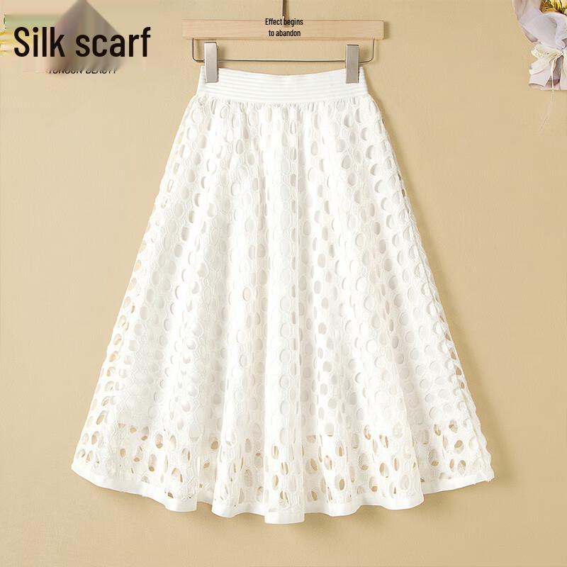 

Women s Hollow Out High-Waist A-line Midi Skirt XL