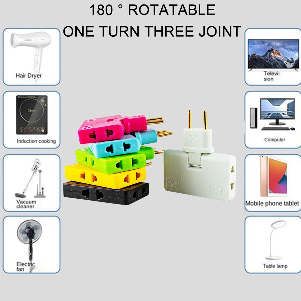 Convertitore con spina UE girevole a 180 gradi con tre spine di prolunga, adattatore per presa wireless mini sottile con luce per comodità