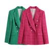Women's Spring Fashion Casual High Street Double Breasted Tweed Office Blazer Jacket