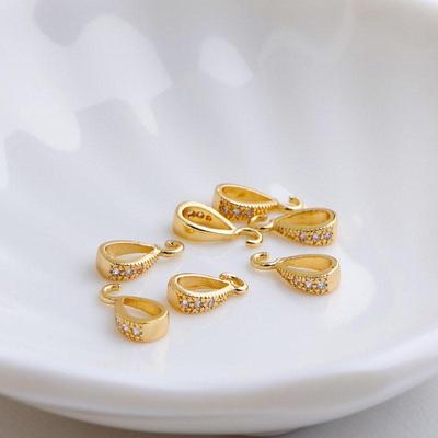 14K Gold Plated Colorfast Zircon Melon Seed Openable Necklace Pendant Clasp for DIY Jewelry Making.