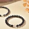 Natural obsidian and white crystal bracelet, new simple silver obsidian bracelet, a unique gift for girlfriends, girlfriends, and couples