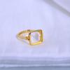 S925 Gold Plated Sterling Silver Four-Sided Open Ring Setting for Women - Classic Silver Jewelry Accessory