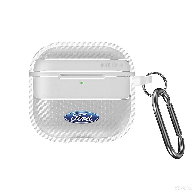 For Airpods 1/2/3/4/Pro Carbon Fiber Texture Earphone Case Bluetooth Headset Protect Shell For Ford Mustang Fiesta F150 Sticker