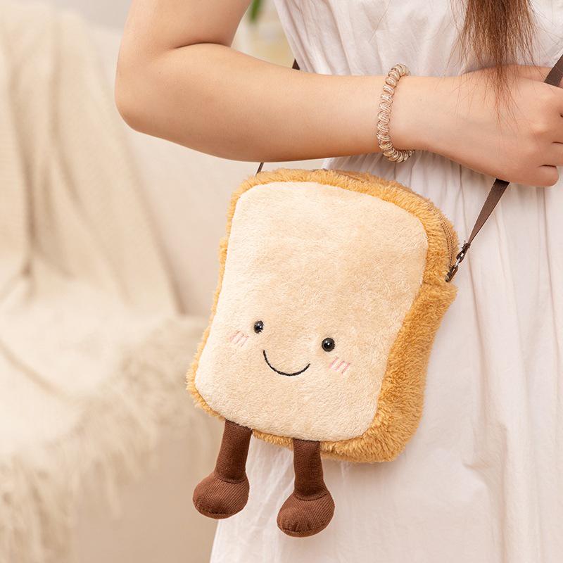 Kreskówkowa Pluszowa Zabawka Tost Torba na Ramię - Croissant Chleb Damska Torba na Telefon