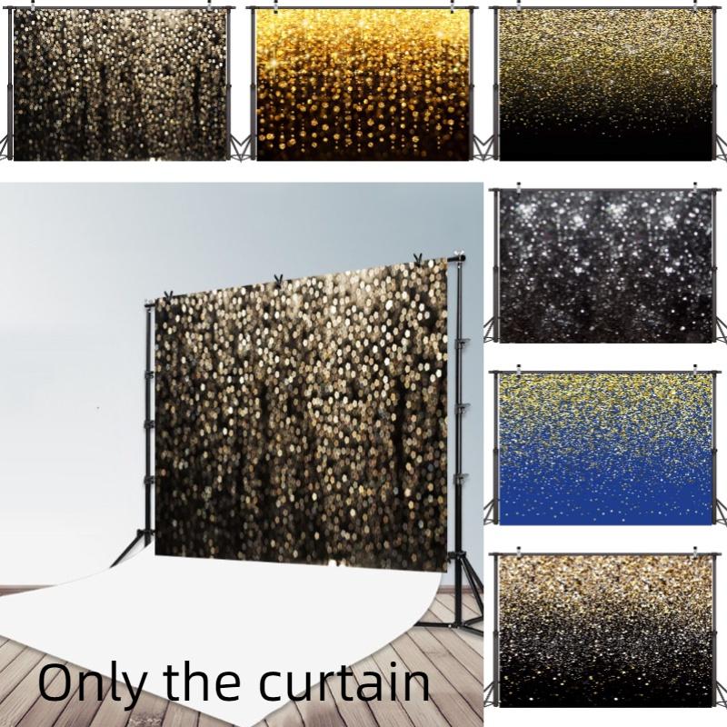 Vintage Abstract Party Photography Backdrop Cloth For Festive Decoration Black Gold Background With Glittering Highlights Characters)