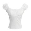 Reines Verlangen miu Spitze Blasenärmel One-Shoulder Kurzarm-T-Shirt Damen Sommer Super gut aussehend Schlankes Quadratischer Ausschnitt Oberteil