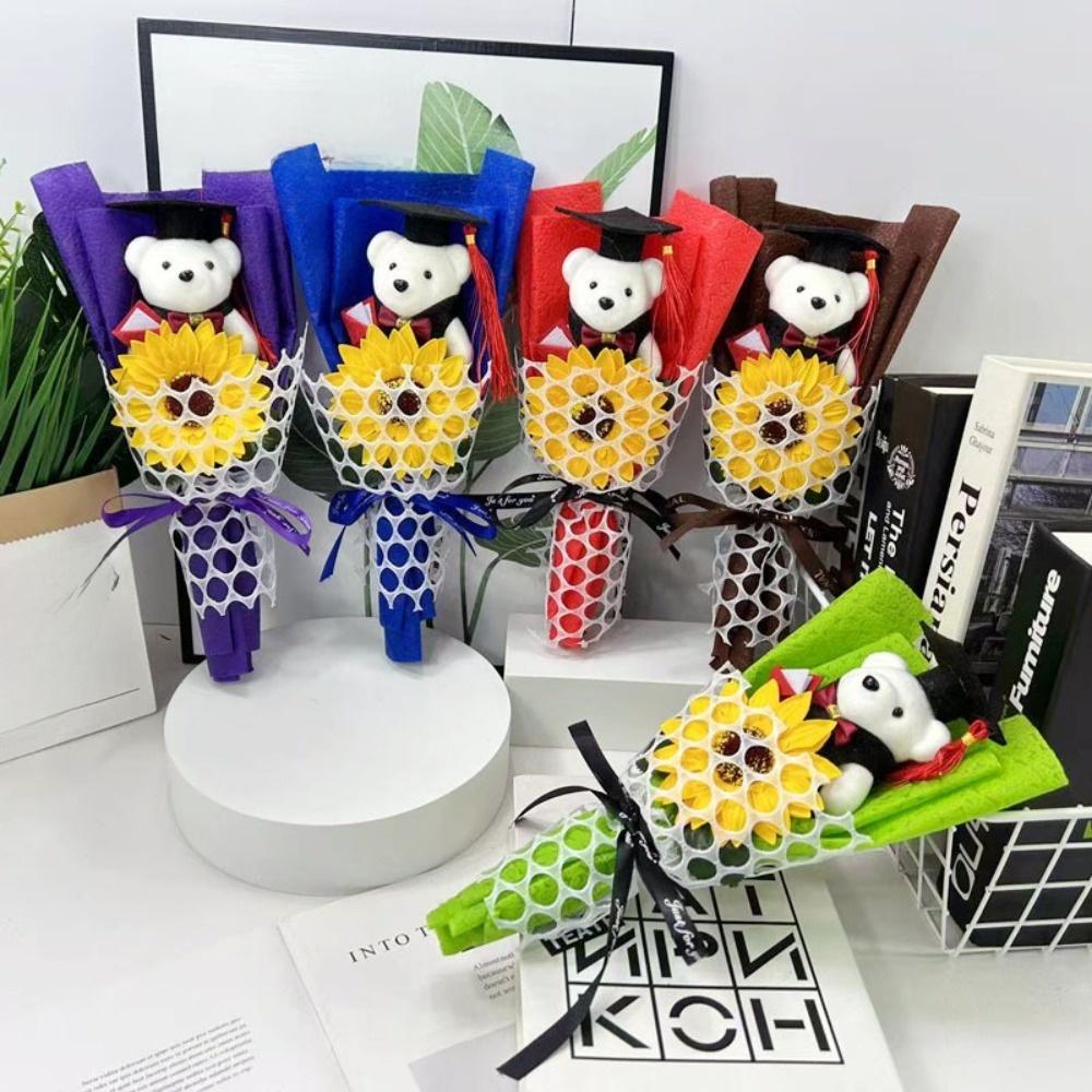 Dekoration Sonnenblumen Bär Strauß Plüsch Süßer Bär Strauß Neues Plüschtier Sträuße Abschlussgeschenk