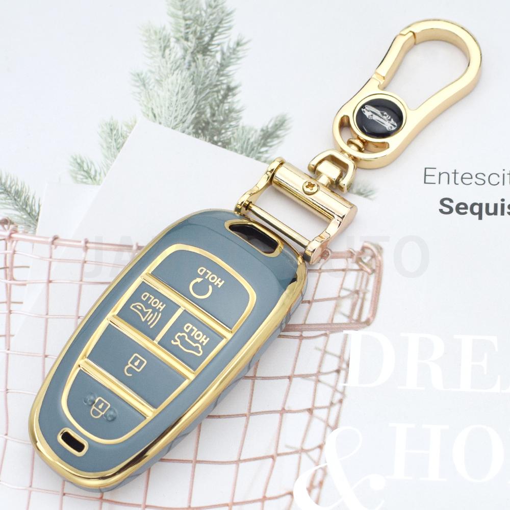 5 Buttons TPU Car Key Case For Hyundai Sonata Palisade Tucson Staria Loniq Santa Fe Nexo Key Cover Holder Protector Key Chains