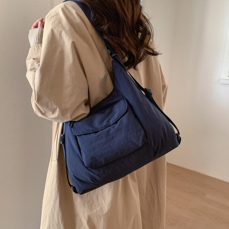 Schoolbag Solid color padded bag Women's messenger bag Simple versatile atmosphere Multifunctional lightweight backpack Backpack Tote bag