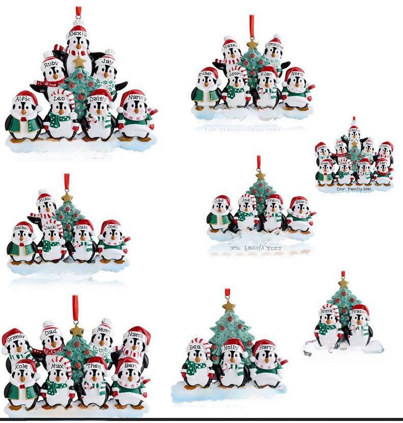 Charming Resin Penguin Family Christmas Ornaments Adorable Holiday Decorations Set