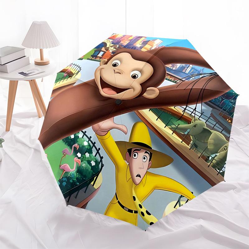 Curious George, Zoo Automatic Opening and Closing, 8 rib Structure Portable Umbrella, Suitable for Men and Women in All Seasons  Perfect Gif