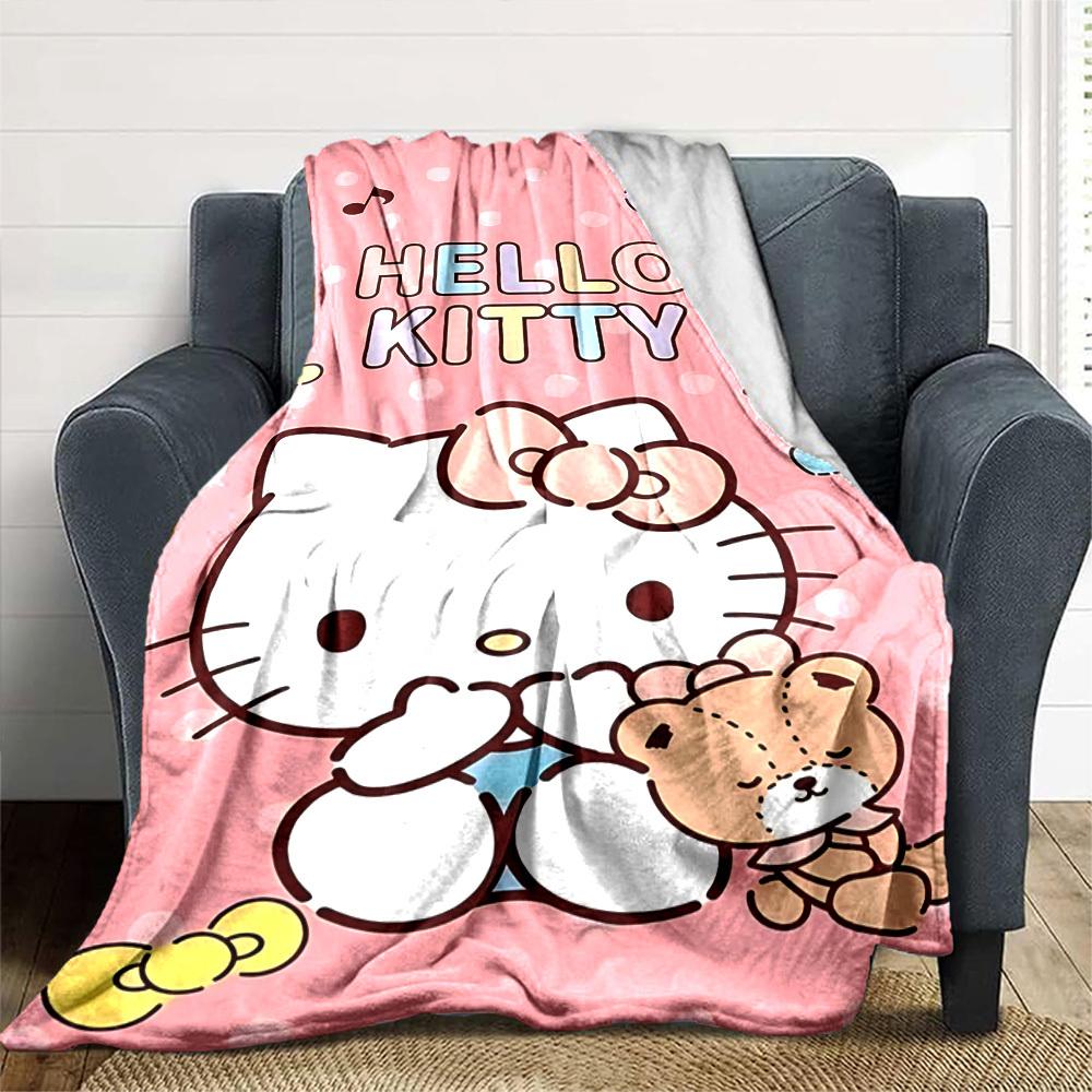 1 Stück Hello Kitty Decke Leichte Flanell-Kuscheldecke für Sofa Bett Reise Camping Wohnzimmer Büro Couch Sessel