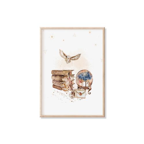 Poster de artă de perete Vrăjitor Școala de magie Carte de vrăjitorie Pălărie Imagini HD Print Pânză Pictură pentru camera copiilor Cadouri Decorarea casei Cuadros